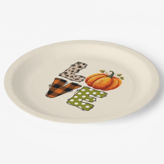 LOVE – Schattigee Pumpkin & Polka Dot Letters Papieren Bordje (Gekanteld)