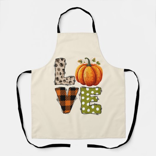 LOVE – Schattigee Pumpkin & Polka Dot Letters Schort (Voorkant)