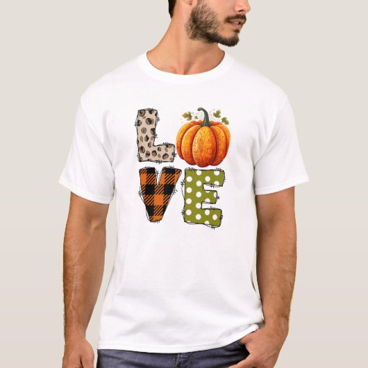 LOVE – Schattigee Pumpkin & Polka Dot Letters T-shirt (Voorkant)