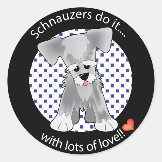 Love Schnauzer Ronde Sticker (Voorkant)
