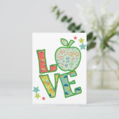 Love School Apple, teruggetrokken naar school Briefkaart (Staand voorkant)