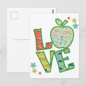 Love School Apple, teruggetrokken naar school Briefkaart (Voorkant / Achterkant)