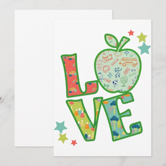 Love School Apple, teruggetrokken naar school Kaart (Voorkant / Achterkant)
