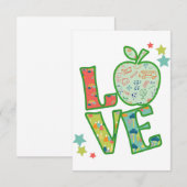 Love School Apple, teruggetrokken naar school RSVP Kaartje (Voorkant / Achterkant)