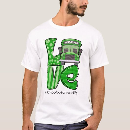 Love School Bus Driver Life Irish Shamrock St Patr T-shirt (Voorkant)