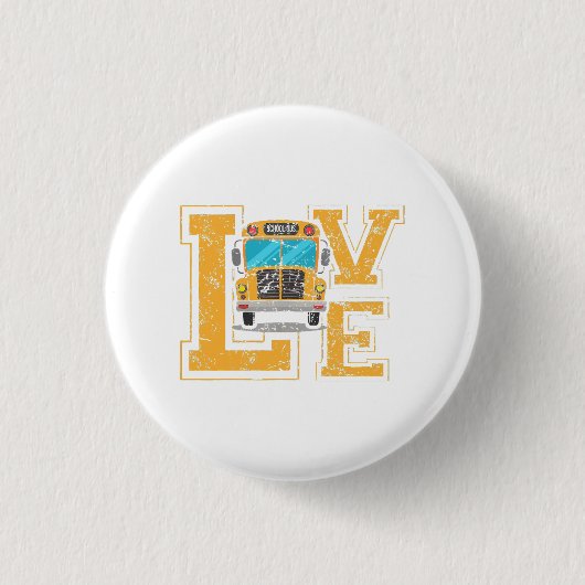 Love School Bus Driver Ronde Button 3,2 Cm (Voorkant)