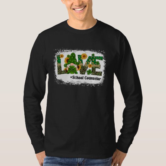 Love School Counselor Gnome Sunflower  St Patrick  T-shirt (Voorkant)