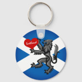Love Scotland, Rampant, Heart & Scottish Flag Sleutelhanger (Voorkant)