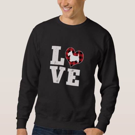 Love Scottie Dog Lover Gifts Buffalo Plaid Valenti Trui (Voorkant)
