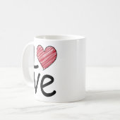 Love Scribbled Hand Drawn Red Heart Minimalist Koffiemok (Voorkant links)