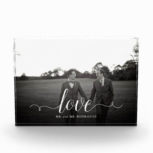 Love Script Afbeelding Simple Calligraphy Gay Wedd Fotoblokken (Voorkant)