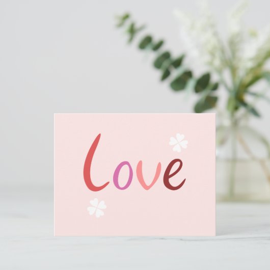 Love Script Design Pinks Reds & White Briefkaart (Staand voorkant)