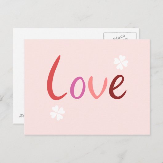 Love Script Design Pinks Reds & White Briefkaart (Voorkant / Achterkant)