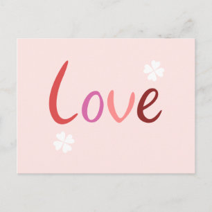 Love Script Design Pinks Reds & White Briefkaart