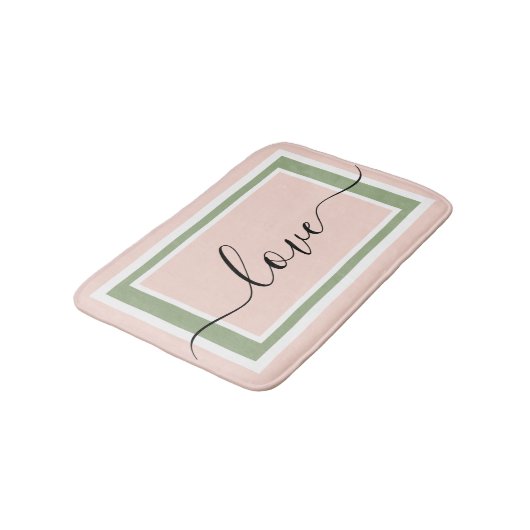 Love Script Geometric Blush Pink Green Badmat (Gekanteld)