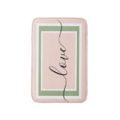 Love Script Geometric Blush Pink Green Badmat (Voorkant Verticaal)