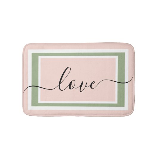 Love Script Geometric Blush Pink Green Badmat (Voorkant)