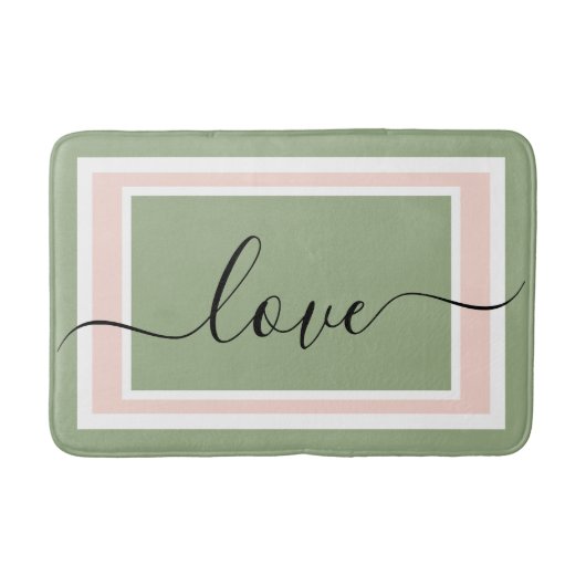 Love Script Geometrisch groen en roze Badmat (Voorkant)