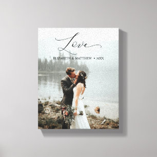 Love Script Handwrited Gepersonaliseerd Weduwfoto Canvas Afdruk
