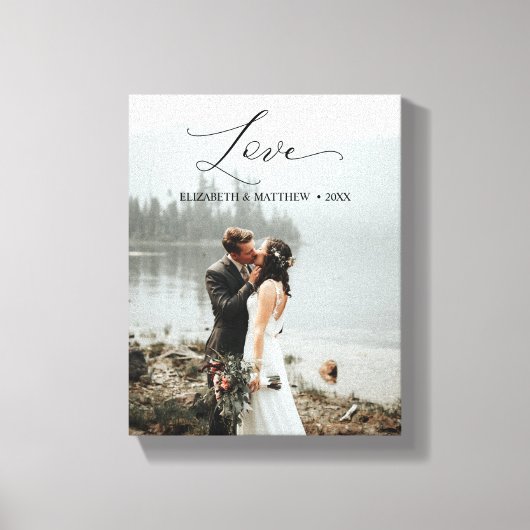 Love Script Handwrited Gepersonaliseerd Weduwfoto Canvas Afdruk (Voorkant)