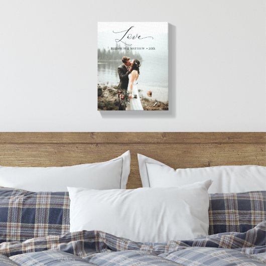 Love Script Handwrited Gepersonaliseerd Weduwfoto Canvas Afdruk (Insitu (Slaapkamer))