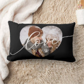 Love Script Heart Photo Black Kussen (Deken)