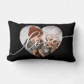 Love Script Heart Photo Black Kussen (Voorkant)