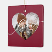 Love Script Heart Photo Red Keramisch Ornament (Links)