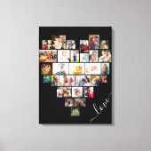Love Script Heart Shaped 29 Photo Collage Wrapped Canvas Afdruk (Voorkant)