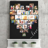 Love Script Heart Shaped 29 Photo Collage Wrapped Canvas Afdruk