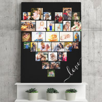 Love Script Heart Shaped 29 Photo Collage Wrapped