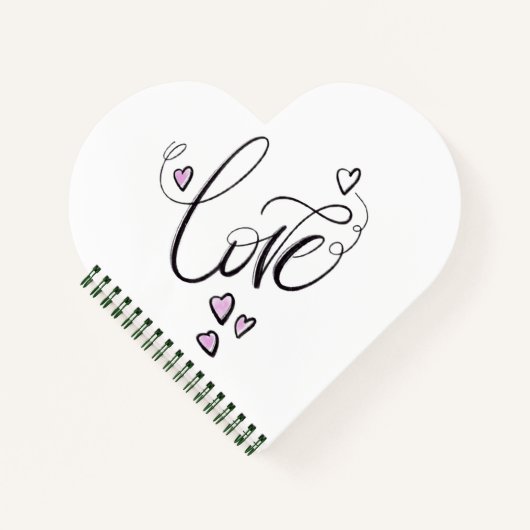 Love Script Heart Shaped Notebook | Romantic Notitieboek (Voorkant)