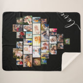 Love Script Heart Shaped Photo Collage Black Sherpa Deken (Voorkant (horizontaal))