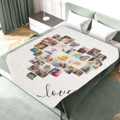 Love Script Heart Shaped Photo Collage Sherpa Deken