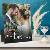 Love Script Huwelijksfoto Plaquette Fotoplaat (Zijkant)
