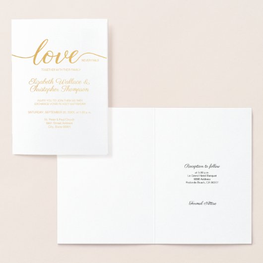 Love Script Modern Custom Christelijke bruiloft Folie Kaarten (Display)