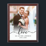 Love Script Mr en Mrs Wedding Photo Plaque Troffee Gedenkplaat<br><div class="desc">Love Elegant Script Mr en Mrs Wedding Photo</div>