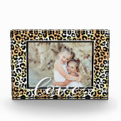 LOVE Script Overlay Leopard Animal Patroon Fotoblokken (Voorkant)