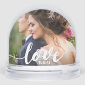 Love Script Overlay Photo & Monogram Sneeuwbol (Achterkant)