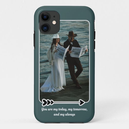 Love Script Paar Foto iPhone Case (Achterkant)