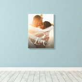 Love Script Pas getrouwd Custom Photo Canvas Afdruk (Insitu (Houten vloer))