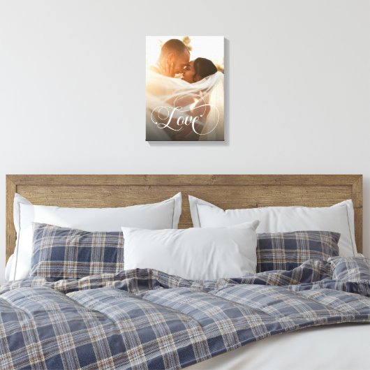 Love Script Pas getrouwd Custom Photo Canvas Afdruk (Insitu (Slaapkamer))