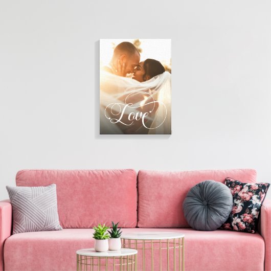 Love Script Pas getrouwd Custom Photo Canvas Afdruk (Insitu (Woonkamer))