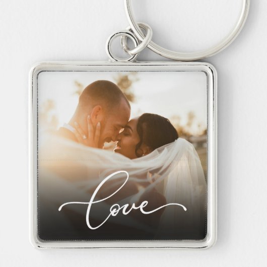 Love Script Pas getrouwd Custom Photo Sleutelhanger (Voorkant)