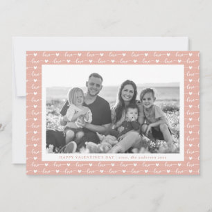 Love Script Pattern Valentine's Day Photo Feestdagenkaart