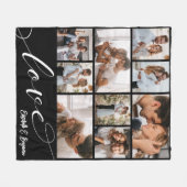 Love Script Photo Collage Fleece Deken (Voorkant (Horizontaal))