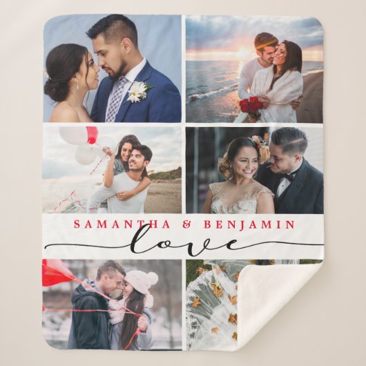Love Script Photo Collage Sherpa Deken (Voorkant)