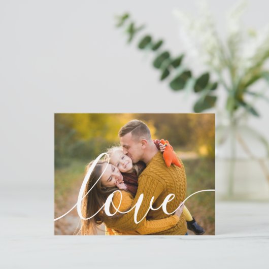 Love Script Photo Postcard Feestdagenkaart (Staand voorkant)