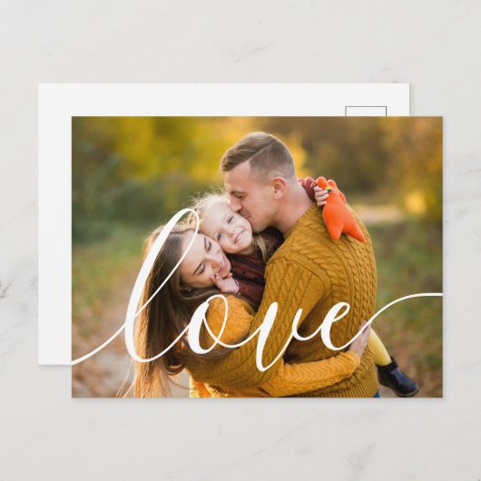 Love Script Photo Postcard Feestdagenkaart (Voorkant / Achterkant)