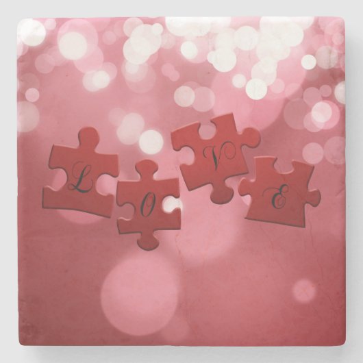 Love Script Puzzle PiElke Stenen Onderzetter (Voorkant)